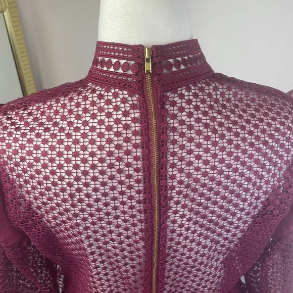 NWOT Retail $435 Self-Portrait Red SELF-PORTRAIT Dot Mesh Tiered Mini Dress - Picture 7 of 9